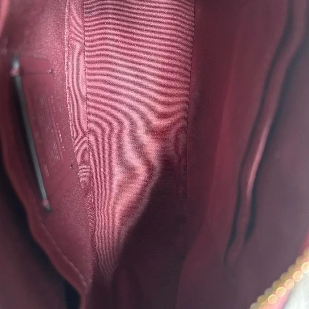 Coach Teri Shoulder Bag Signature Canvas Pink Leather Trim Khaki Gold CA548 - Picture 6 of 8